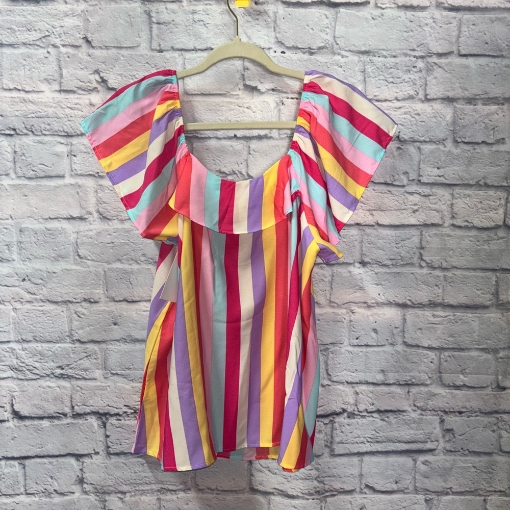 Colorful Ruffle Top - Picture 2 of 5